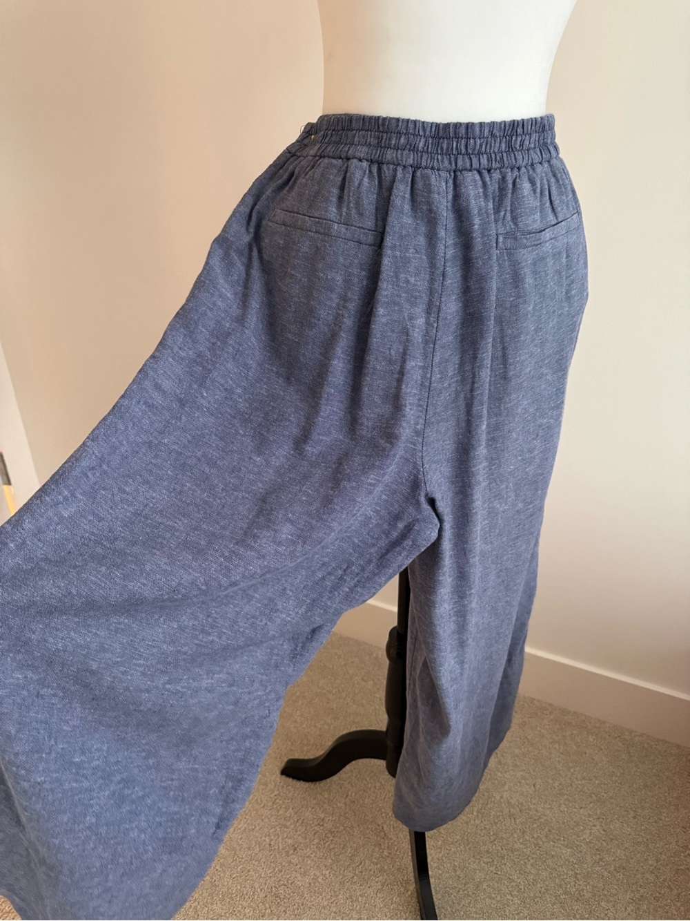 NWT Banana Republic Wide Leg Cropped Pants in Heathered Blue linen Blend - Picture 5 of 11